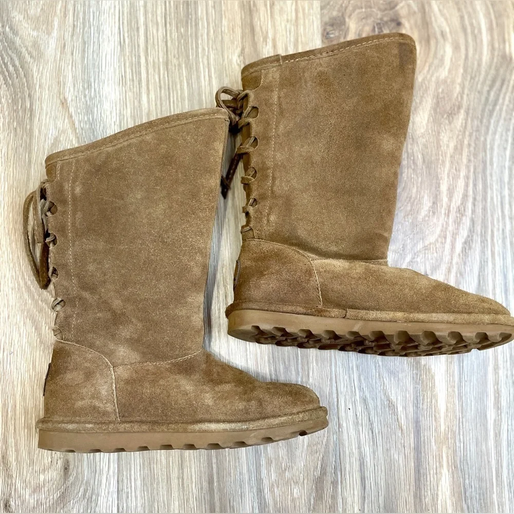 BearPaw Women’s Suede Phyllis Wool Lined Sheepskin Boots Brown Size 5 EUC